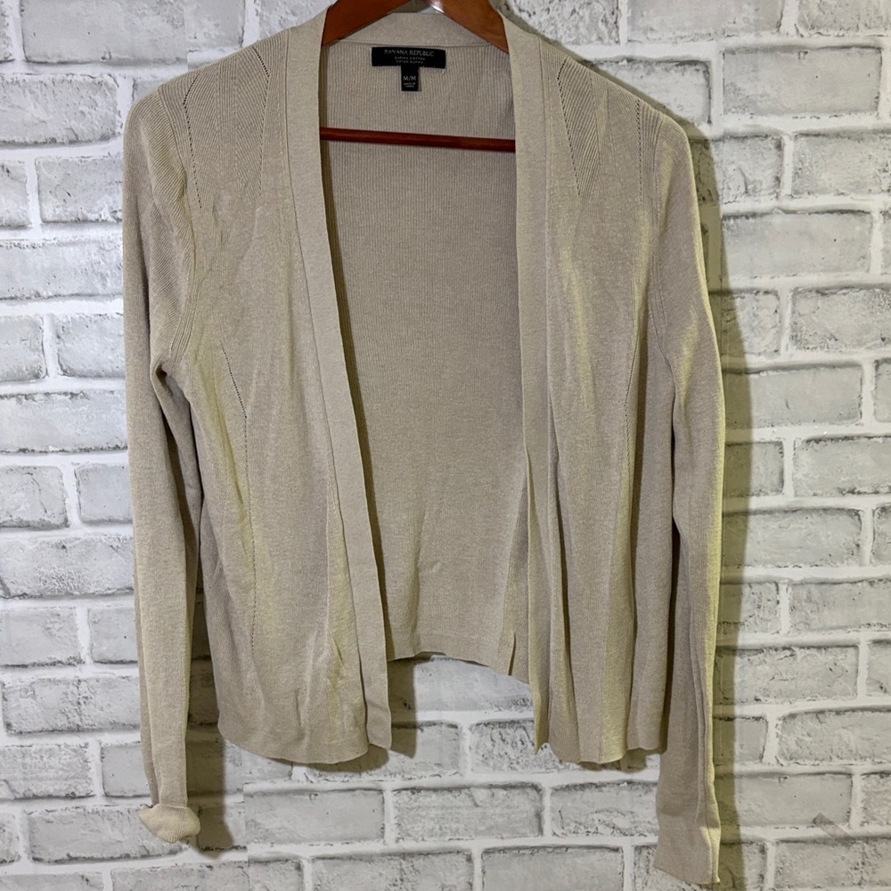 Banana Republic Beige Open Front Cardigan, tan colour size medium